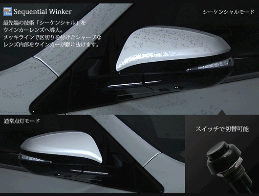 LEDドアミラーウィンカーレンズ/Vertical Arrow/タイプZ/AV-015 ハリアーU60系